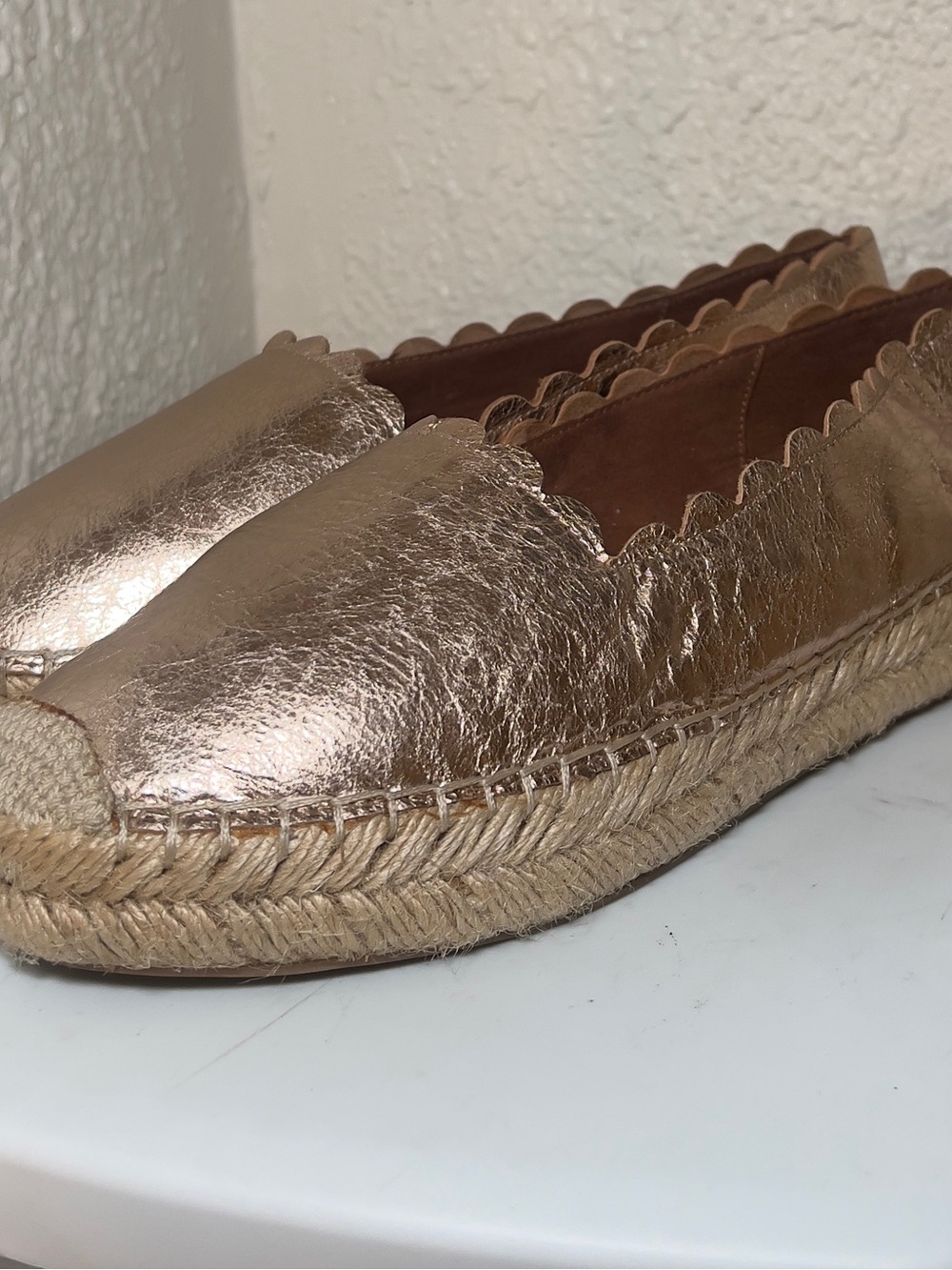 Crown Vintage Metallic Rose Gold Espadrille Flats